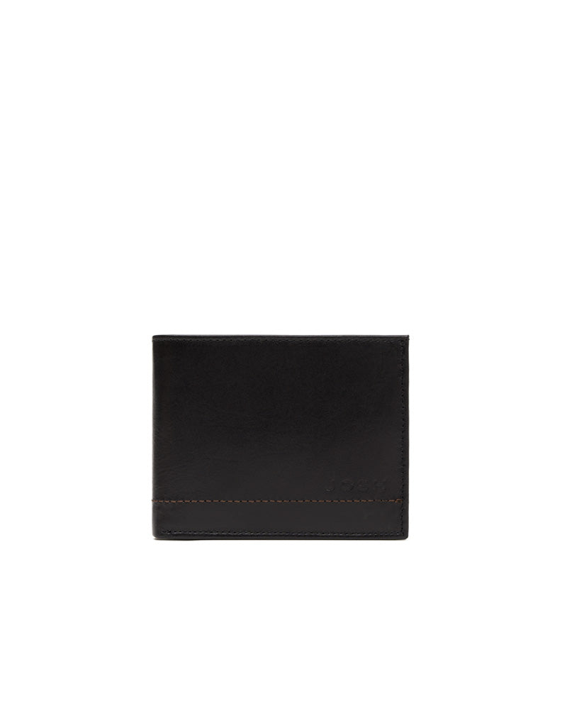 Billetera para Hombre en Cuero color Negro con Doble Compartimento para Billetes Marca Josh - REF THJ108