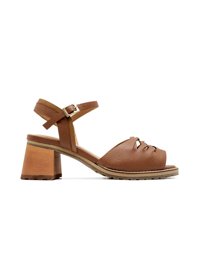 Sandalia tacon de cuero  en Taupe – Josh - Color Taupe