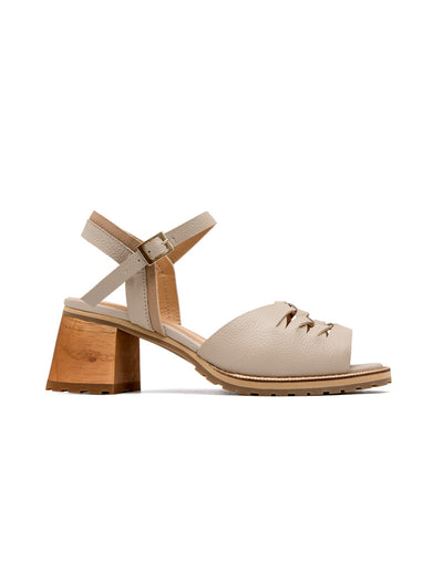 Sandalia tacon de cuero  en Taupe – Josh - Color Taupe