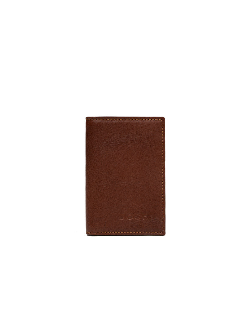 Tarjetero en cuero para hombre color cognac