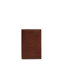 Tarjetero en cuero para hombre color cognac