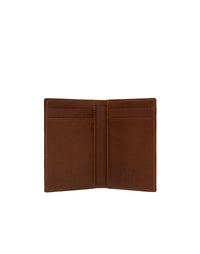 Tarjetero en cuero para hombre color cognac