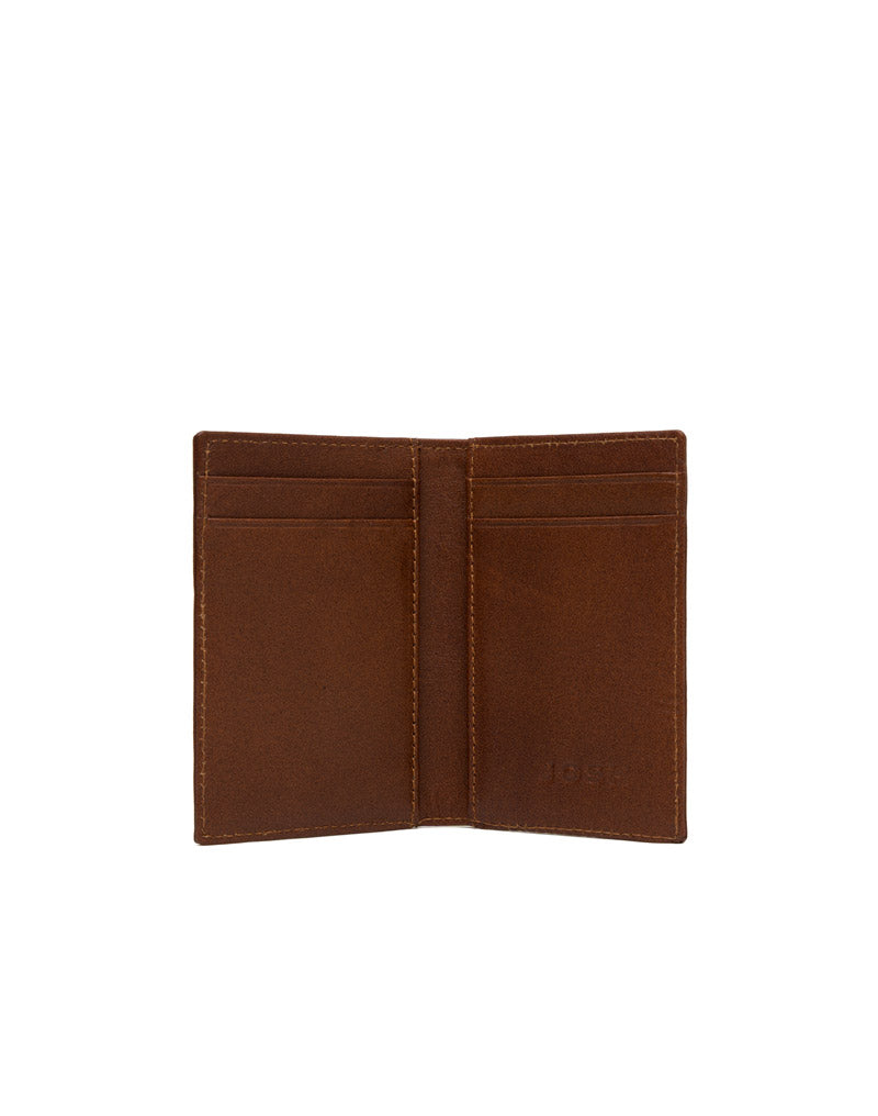 Tarjetero en cuero para hombre color cognac