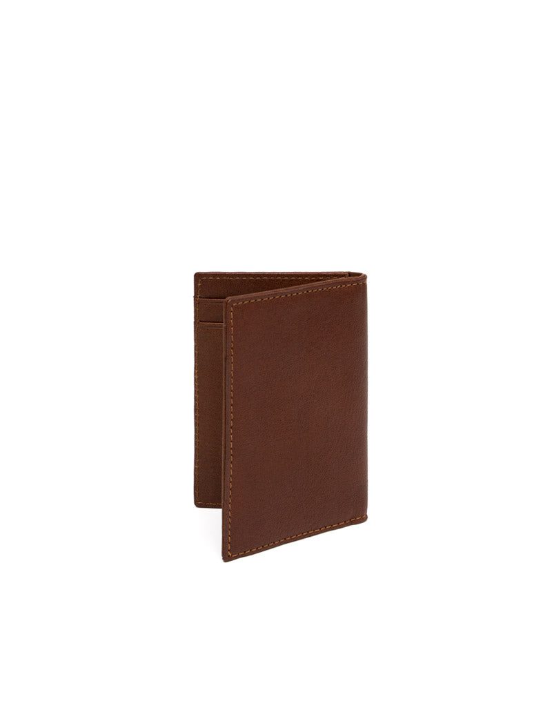 Tarjetero en cuero para hombre color cognac