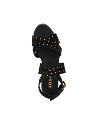 Sandalia plana para mujer en cuero con taches para mujer color negro