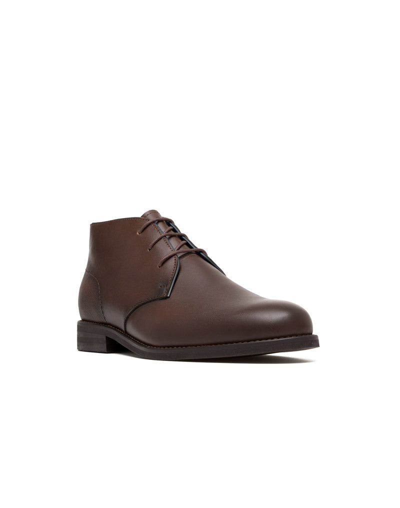 Bota casual para hombre en cuero color cognac
