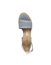 Sandalia para mujer en cuero de tacón robusto color celeste